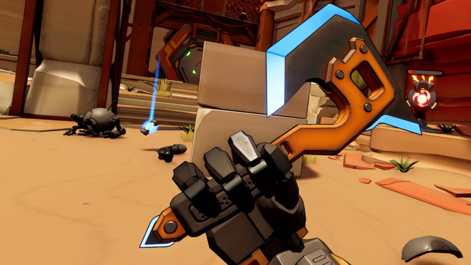 Roboquest VR gameplay - upgrade selection cards